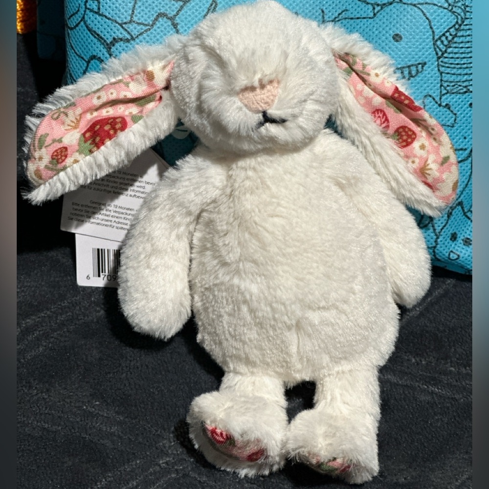 Authentic NWT Jellycat Blossom Cream Bunny Berry Bag Charm